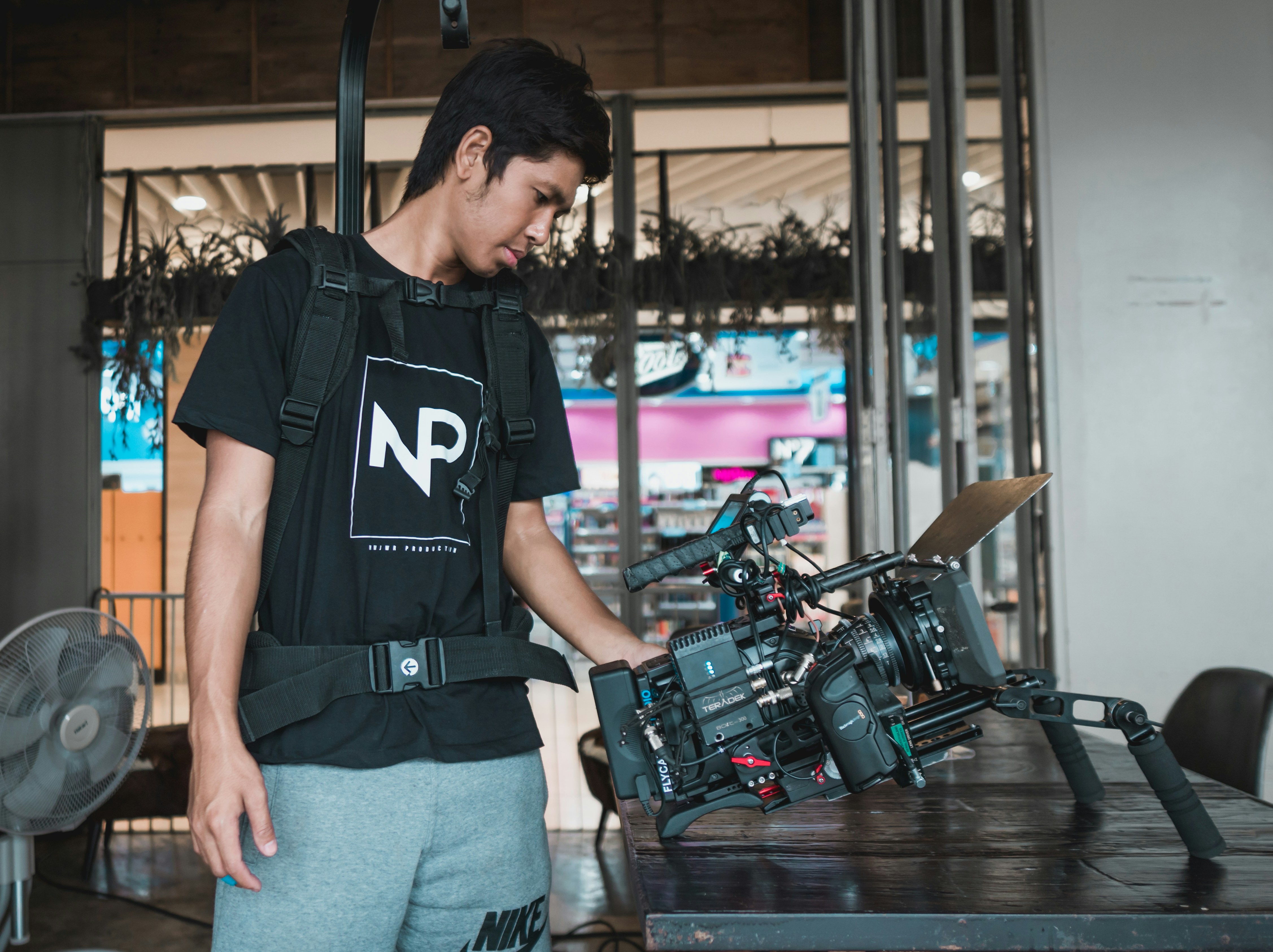 Film director working on set