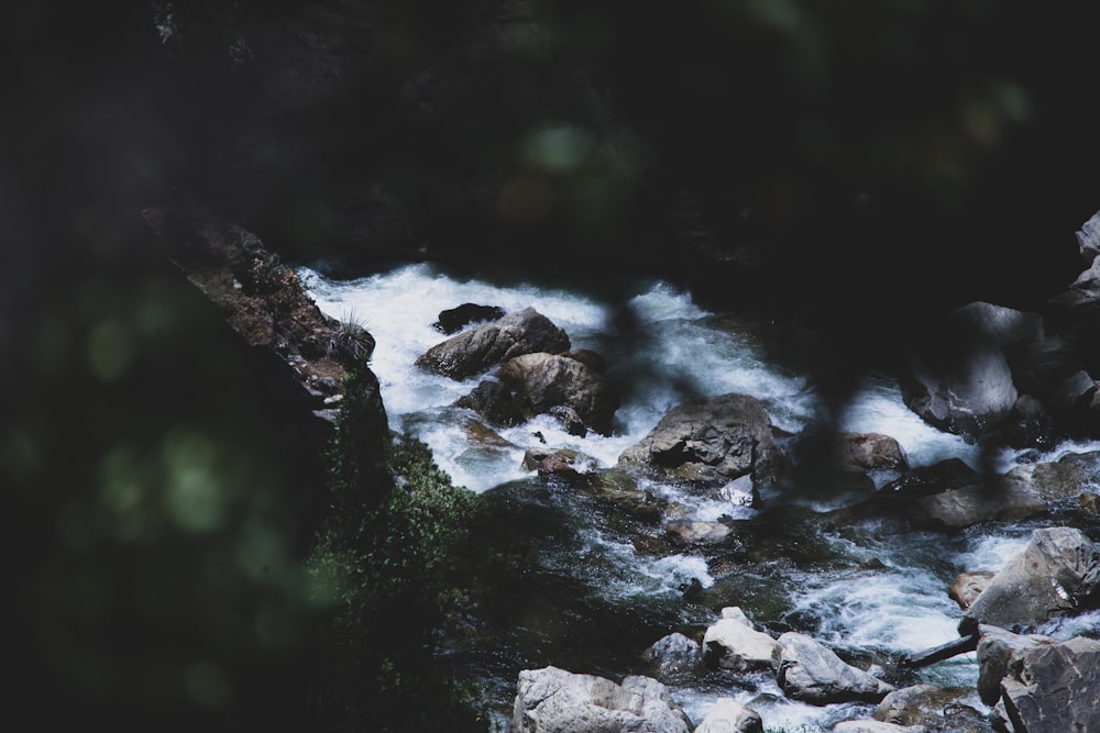 water flowing on rocks in the river