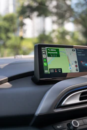 black gps monitor on car dashboard