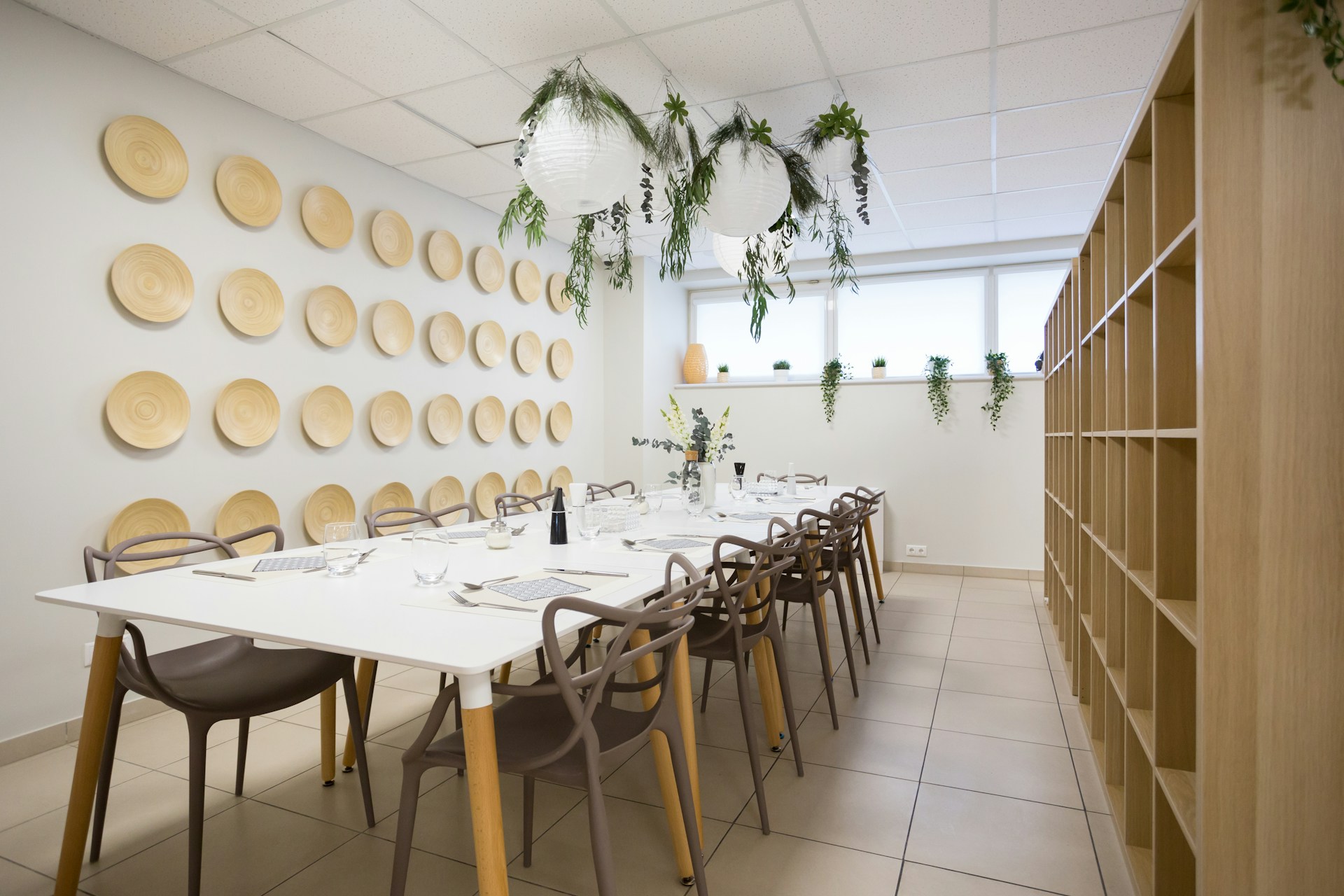 dining table with chairs and plates