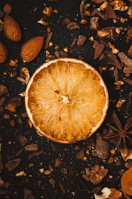 brown round fruit on brown soil