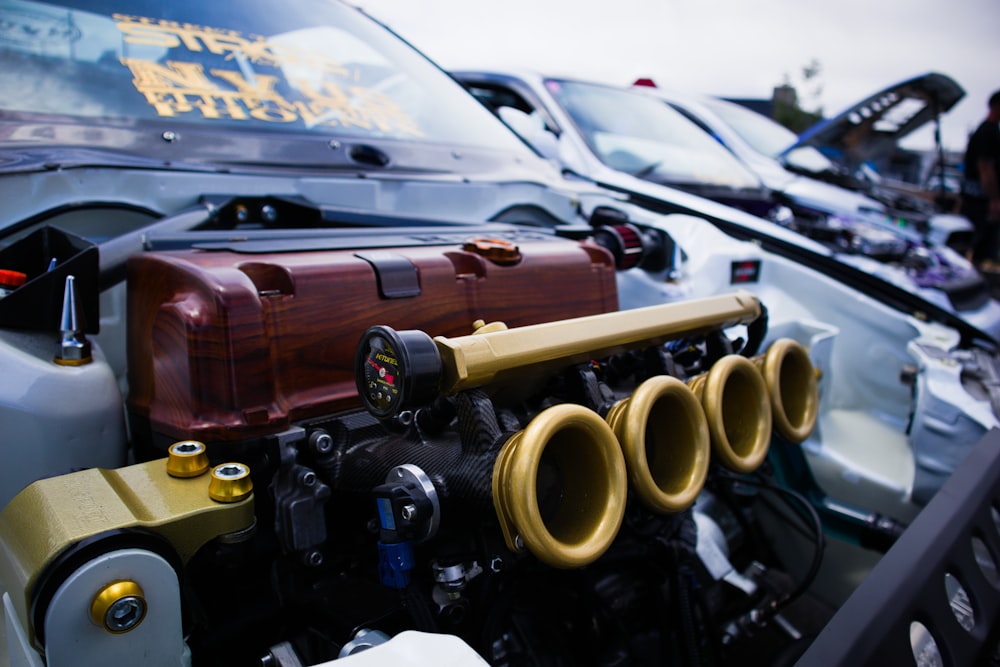 red and black car engine