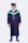 A person wearing a graduation gown and cap, featuring a green and black color scheme with a tassel. The attire includes a formal shirt, tie, and blue pants.