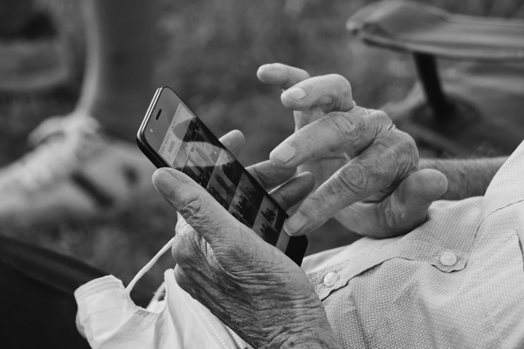 An older person using a smartphone