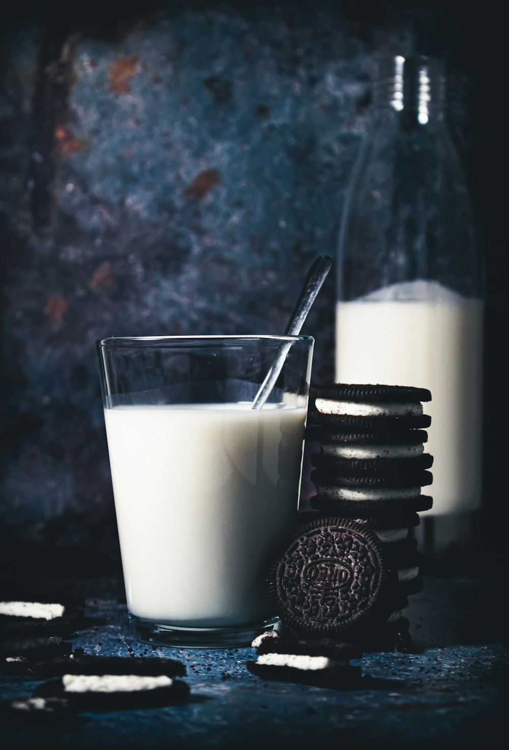 milk in clear drinking glass