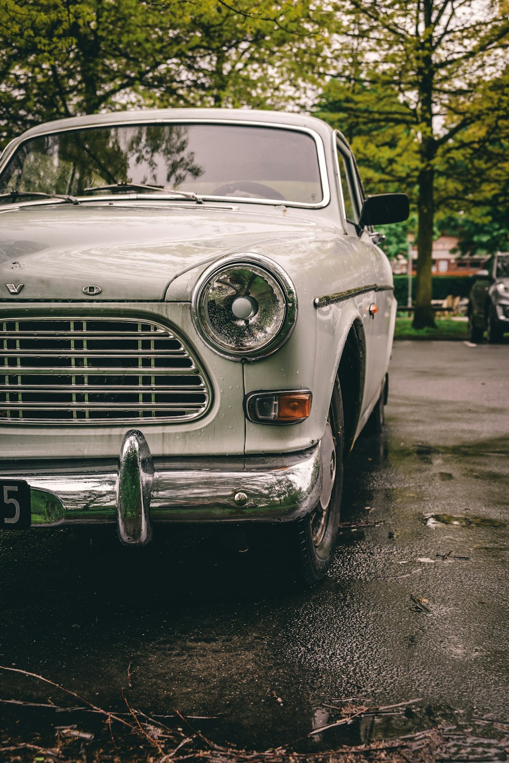 grayscale photo of classic car