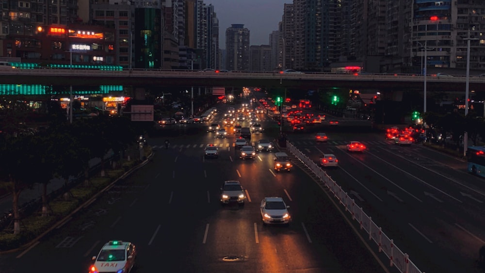 cars on road during night time