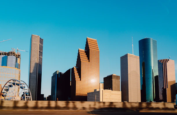 white and blue high rise building