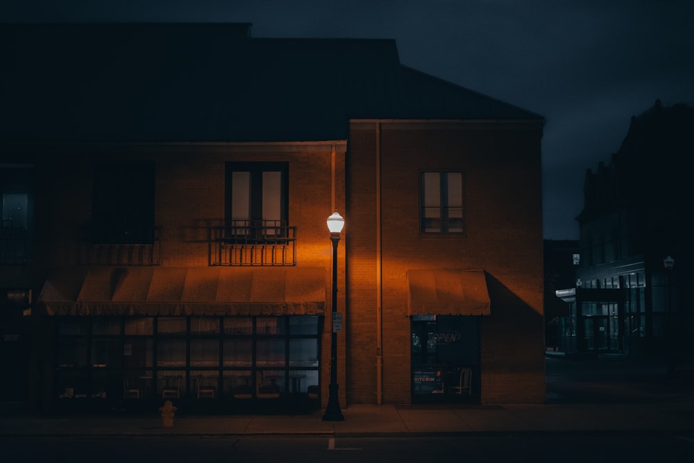 brown concrete building during night time