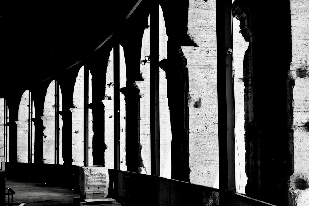 grayscale photo of a bridge