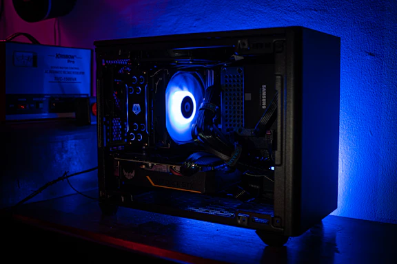 black and blue audio mixer