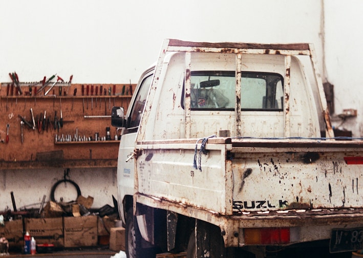 white single cab pickup truck