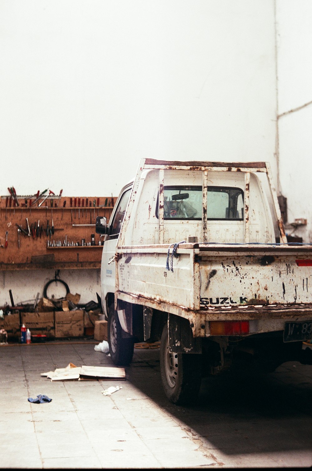 white single cab pickup truck