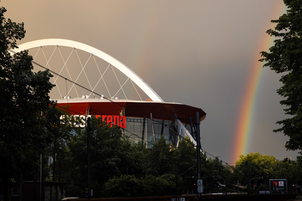 white and red stadium during night time