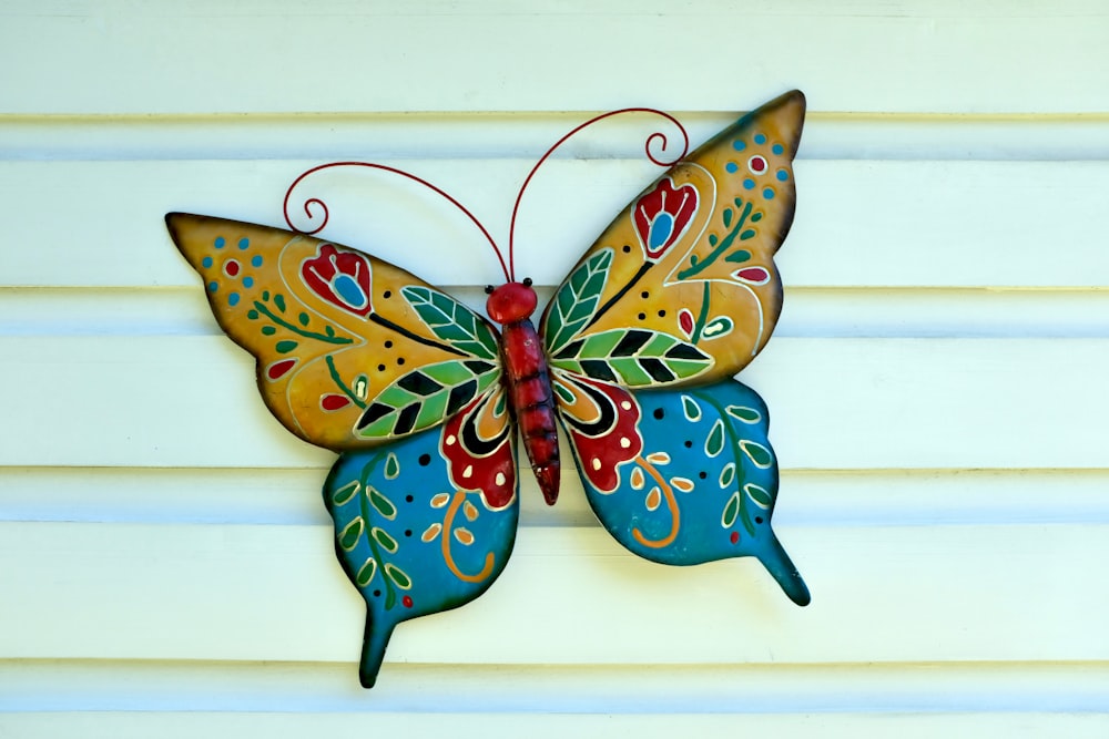 blue green and brown butterfly wall decor