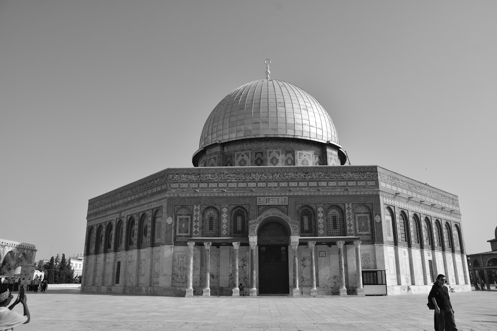 grayscale photo of dome building