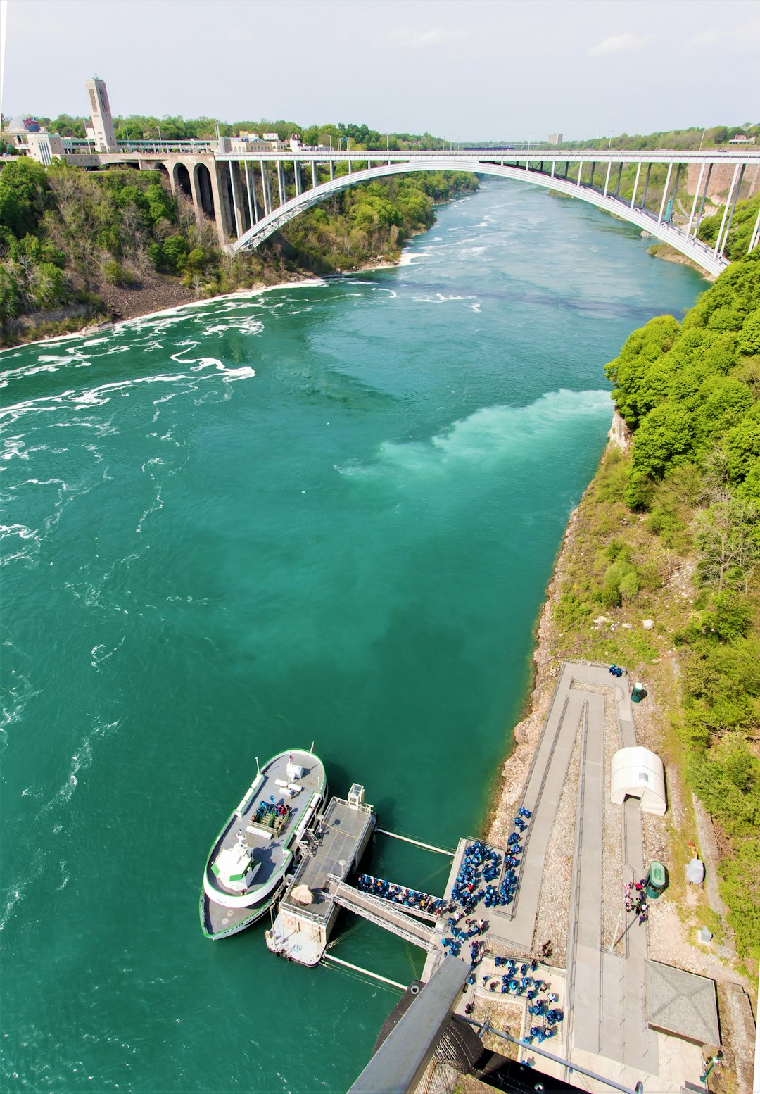 aerial view of white boat on river during daytime