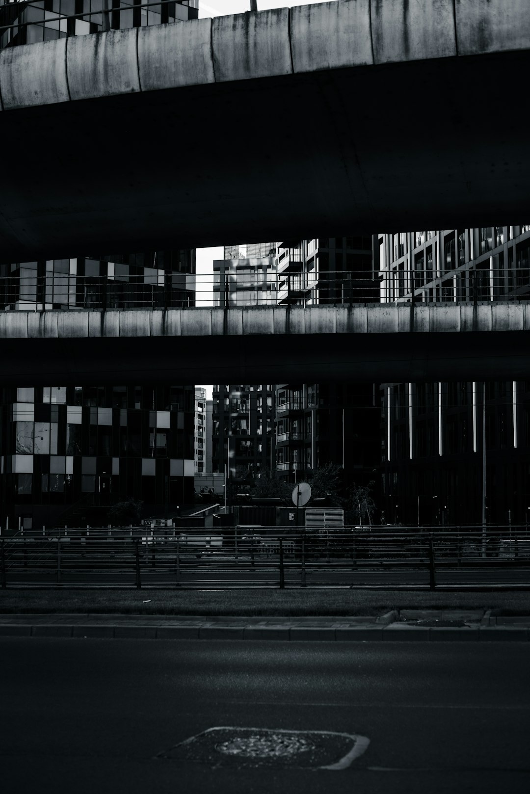 grayscale photo of a city street