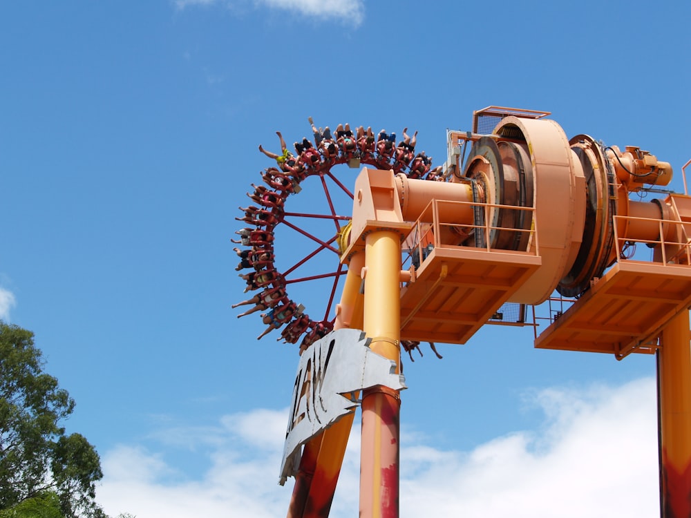 orange and white metal tower