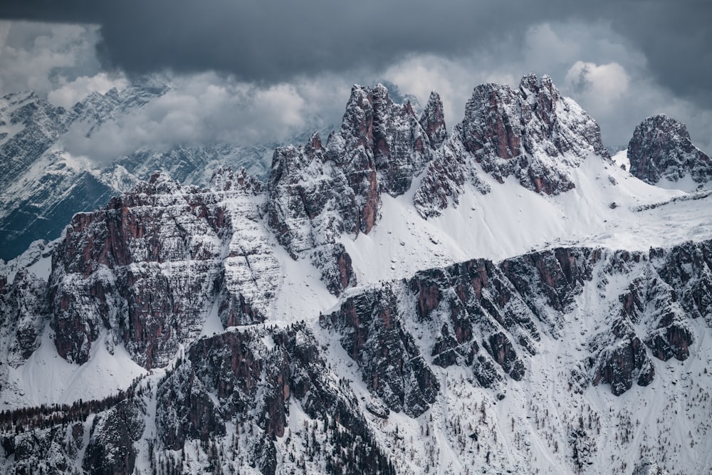 snow covered mountain under cloudy sky during daytime