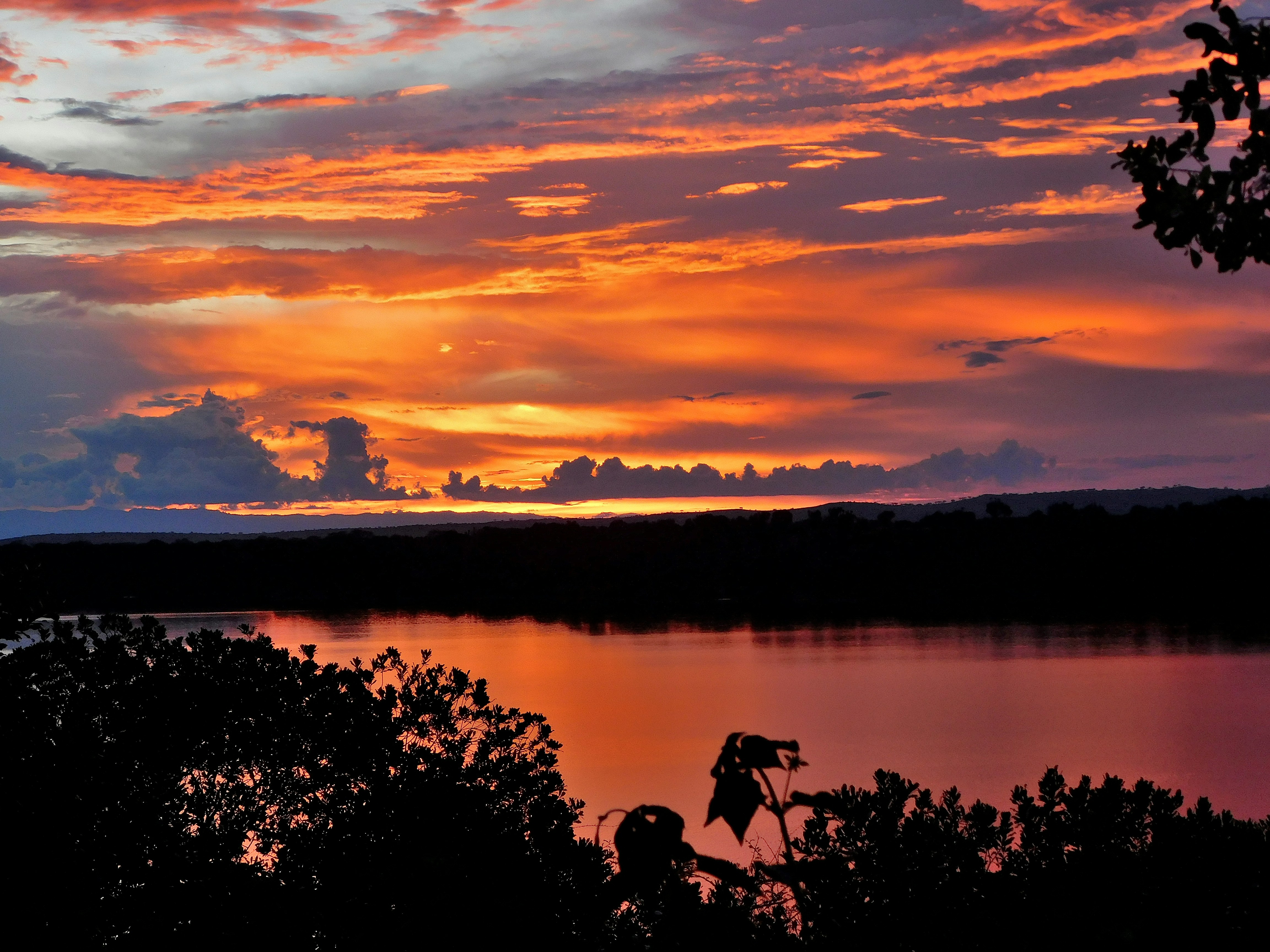 Kasese, Uganda - Sunset on Kazinga Channel in Queen Elizabeth national park.
