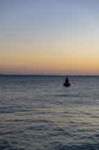 A calm sea horizon at sunset symbolizing hope and rescue.