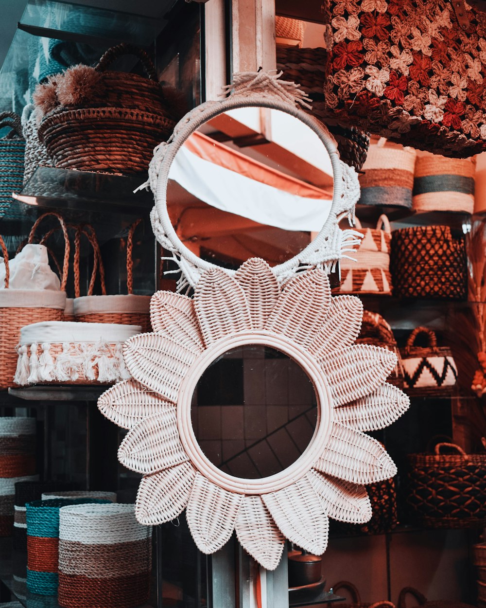 white and brown round table