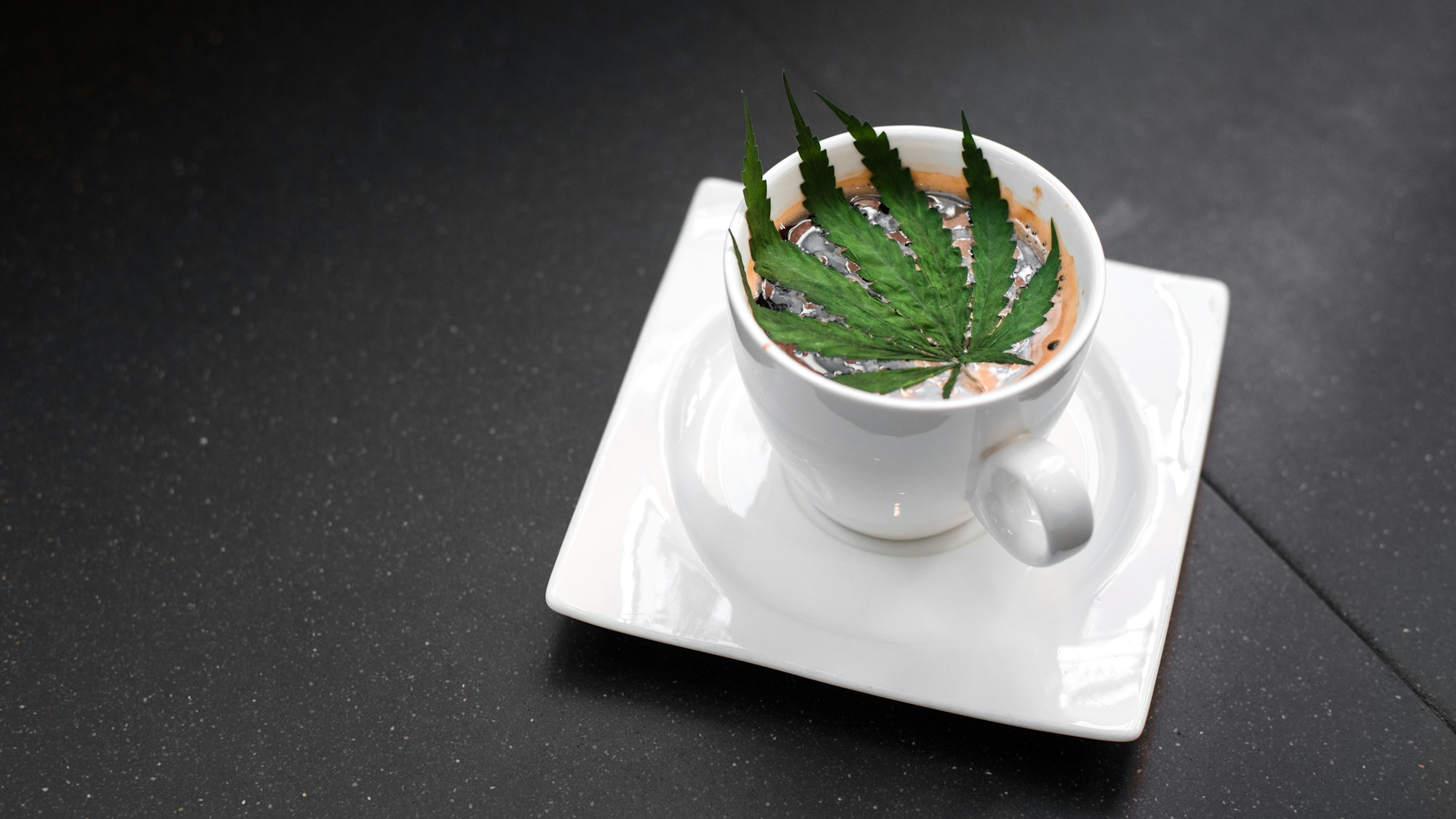 hot cannabis coffee on the table