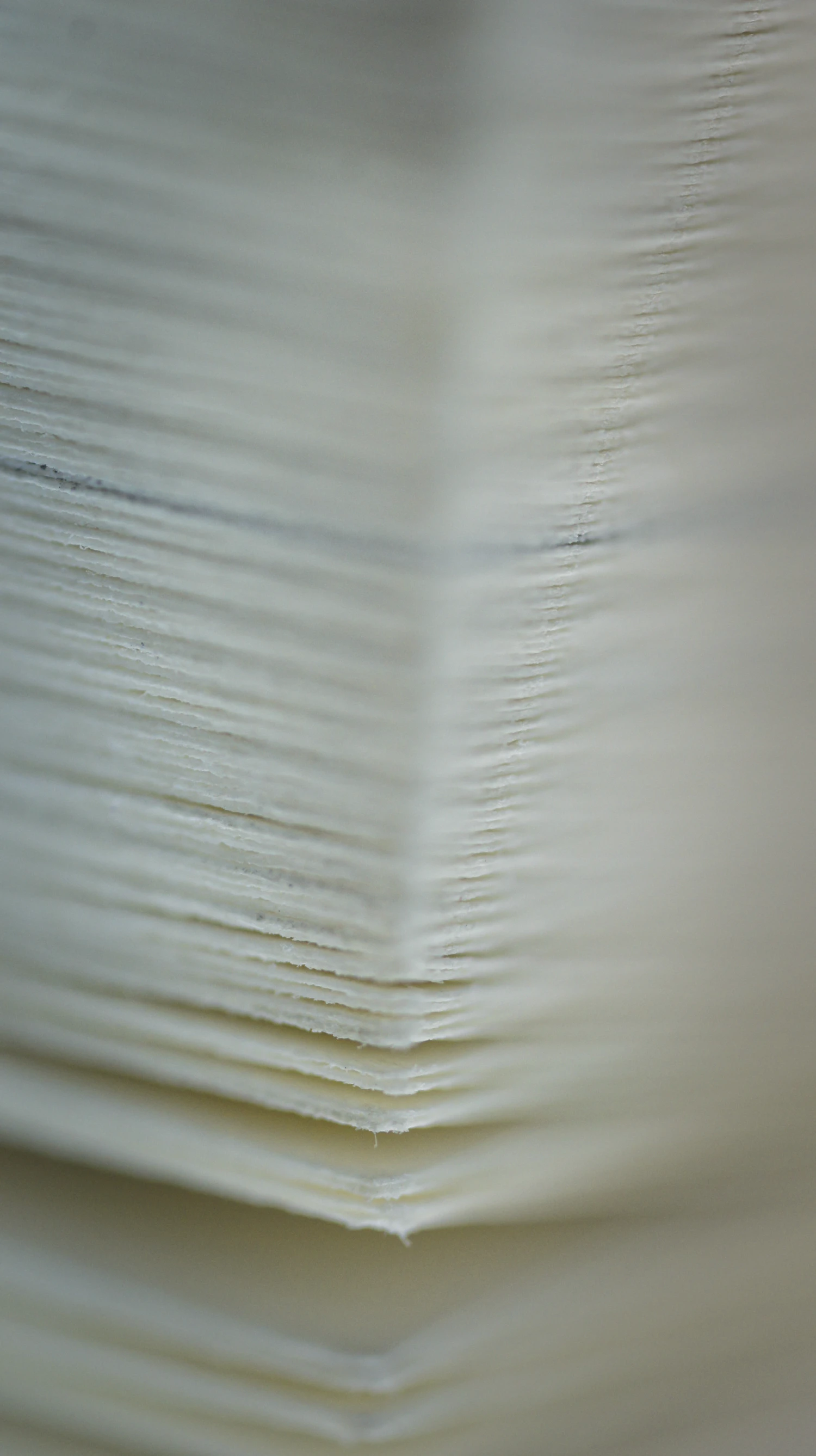 Extreme close-up of the fibrous cut edges of cream paper layered one on another