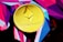 A golden coin featuring the Ethereum logo and the word 'ethereum' is placed on a vibrant background of geometric shapes in shades of purple, pink, and blue.