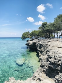 A serene view of turquoise waters and limestone cliffs in Phuket.