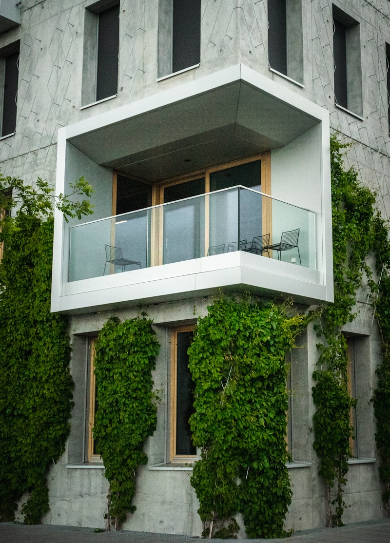 Witte kozijnen met glas en groen uitzicht