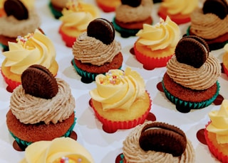 cupcakes on white and red checkered table cloth