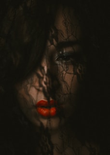 woman with red lips illustration