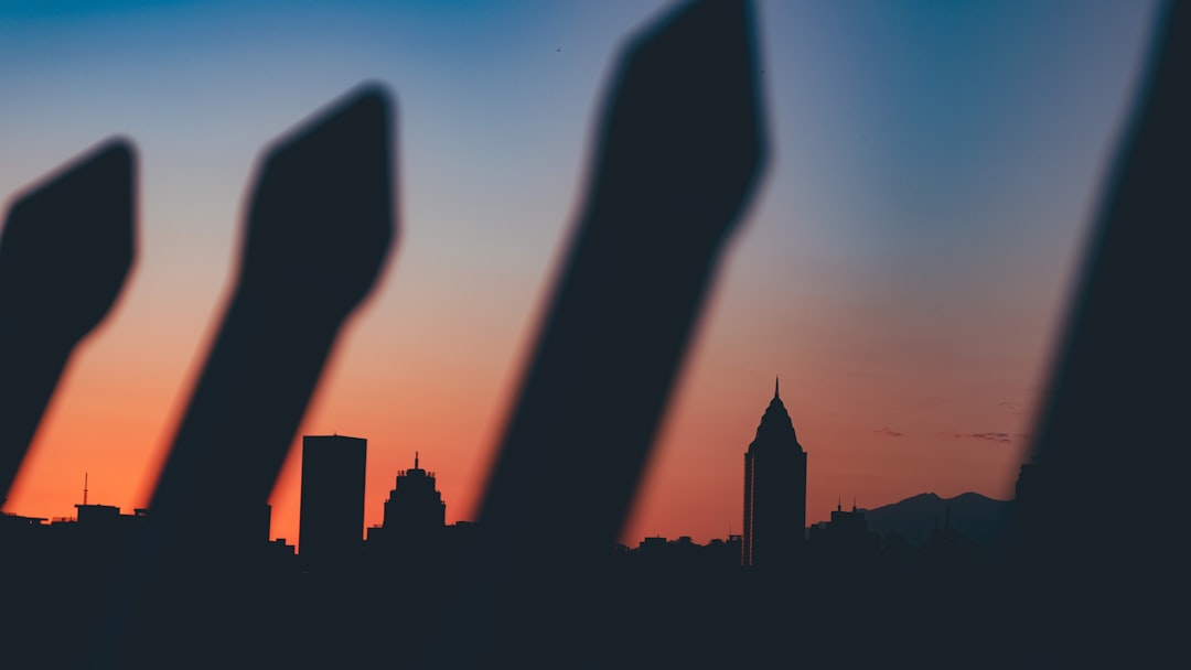 silhouette of high rise buildings during sunset