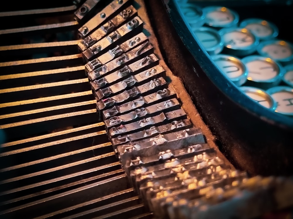 blue and brown piano keys