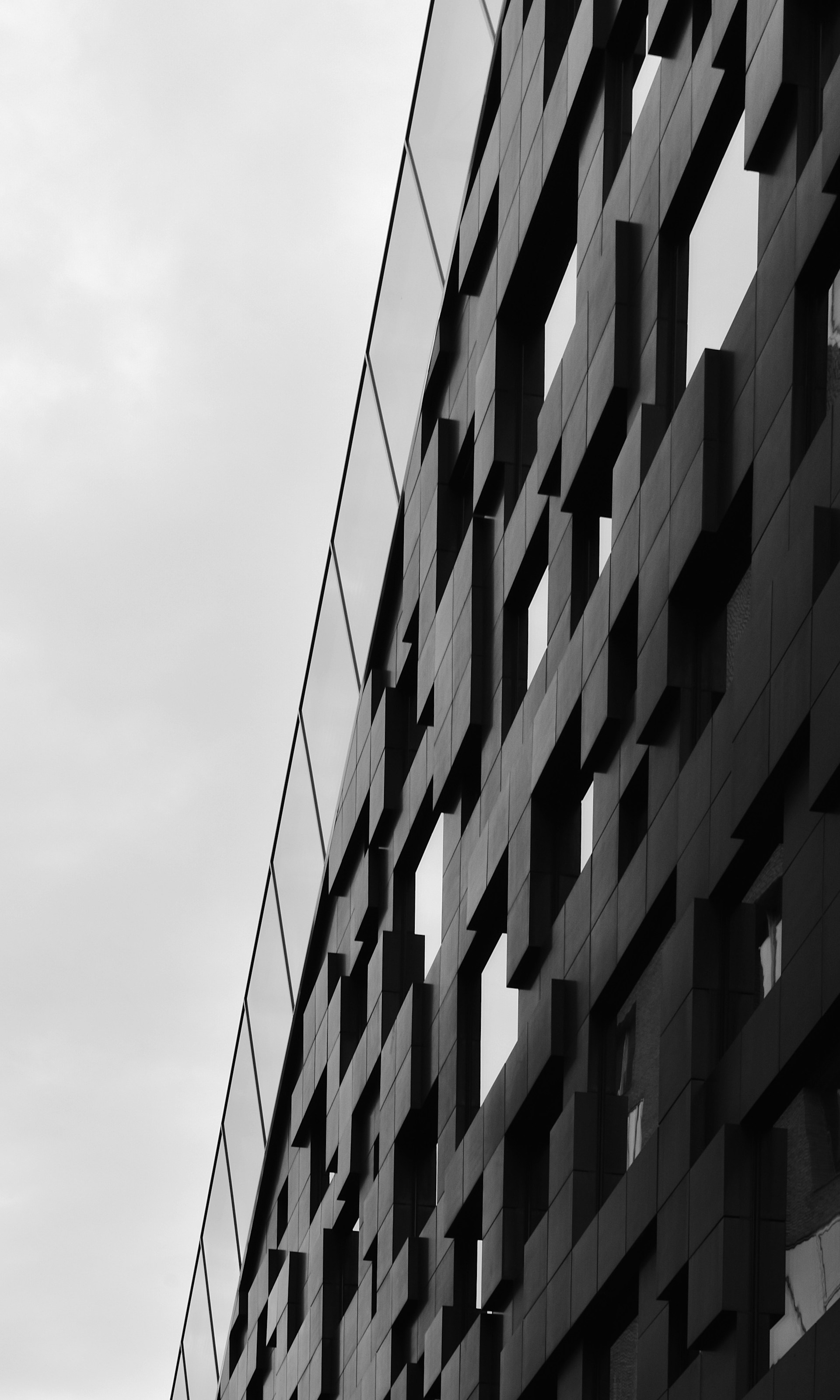 grayscale photo of concrete building