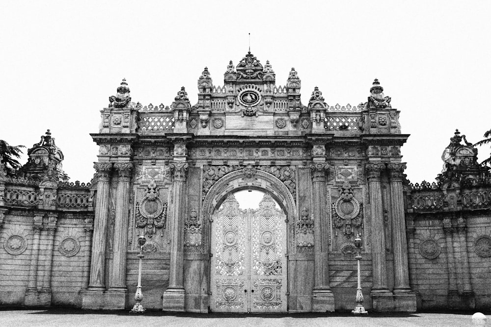 grayscale photo of concrete building