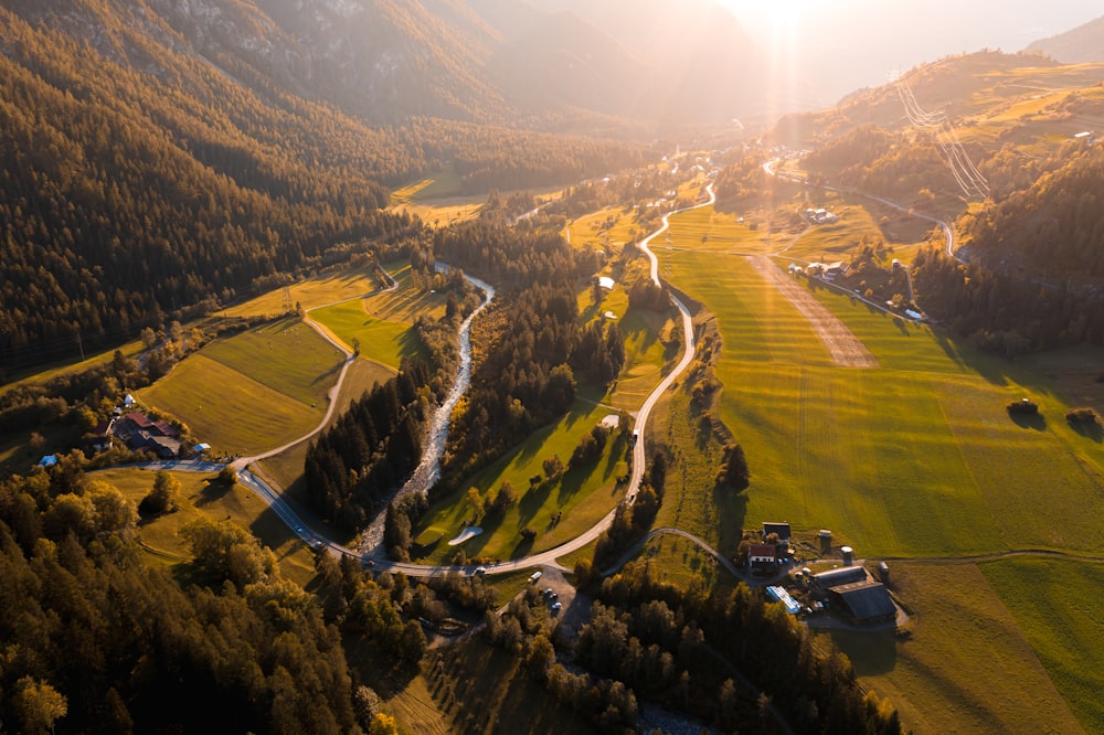 aerial view of green grass field during daytime