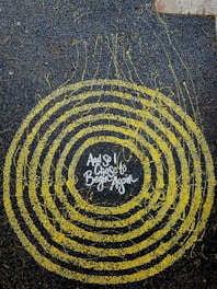 yellow and black round logo