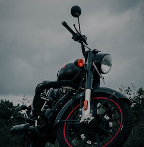 black and silver cruiser motorcycle