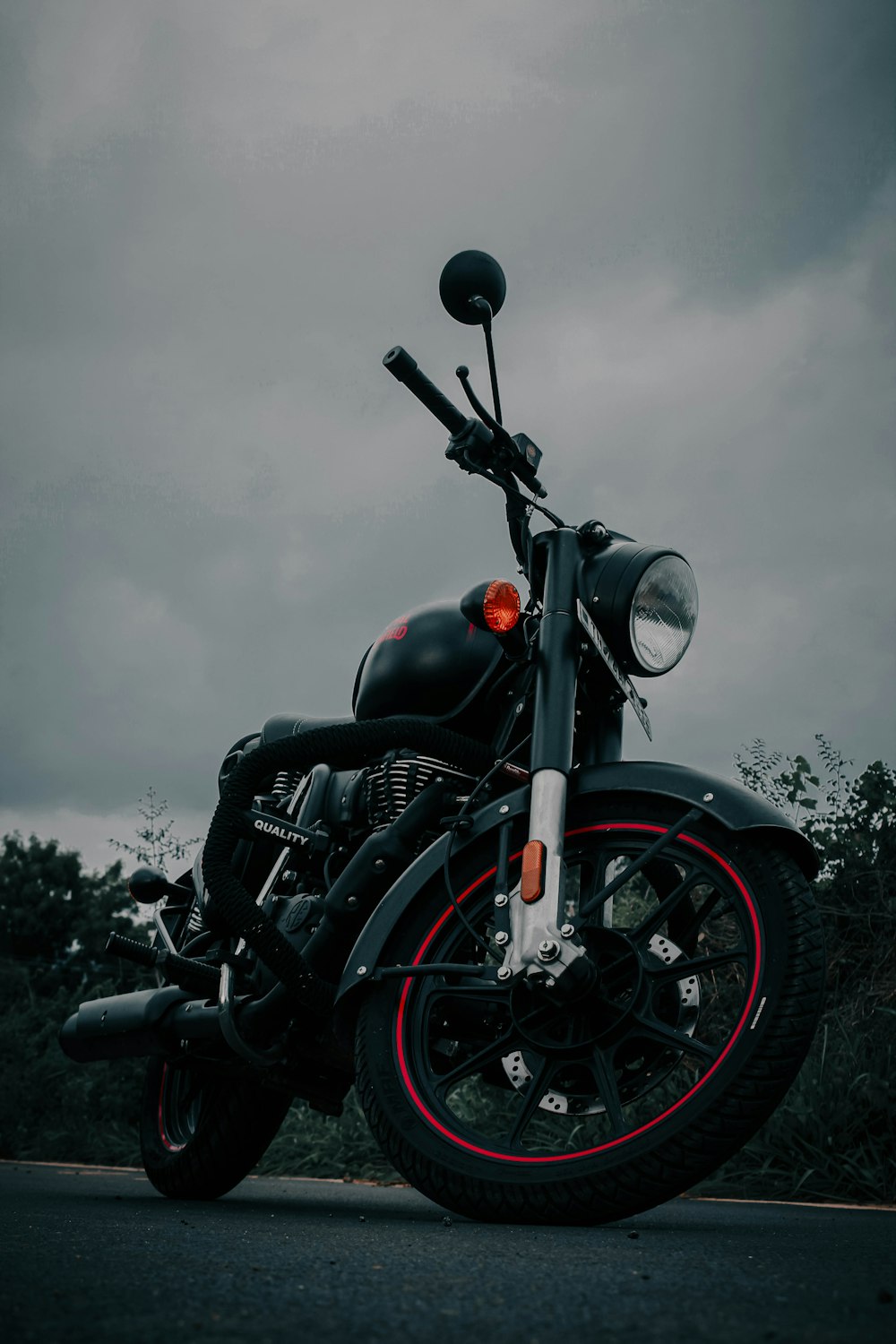 black and silver cruiser motorcycle