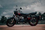 black and silver cruiser motorcycle