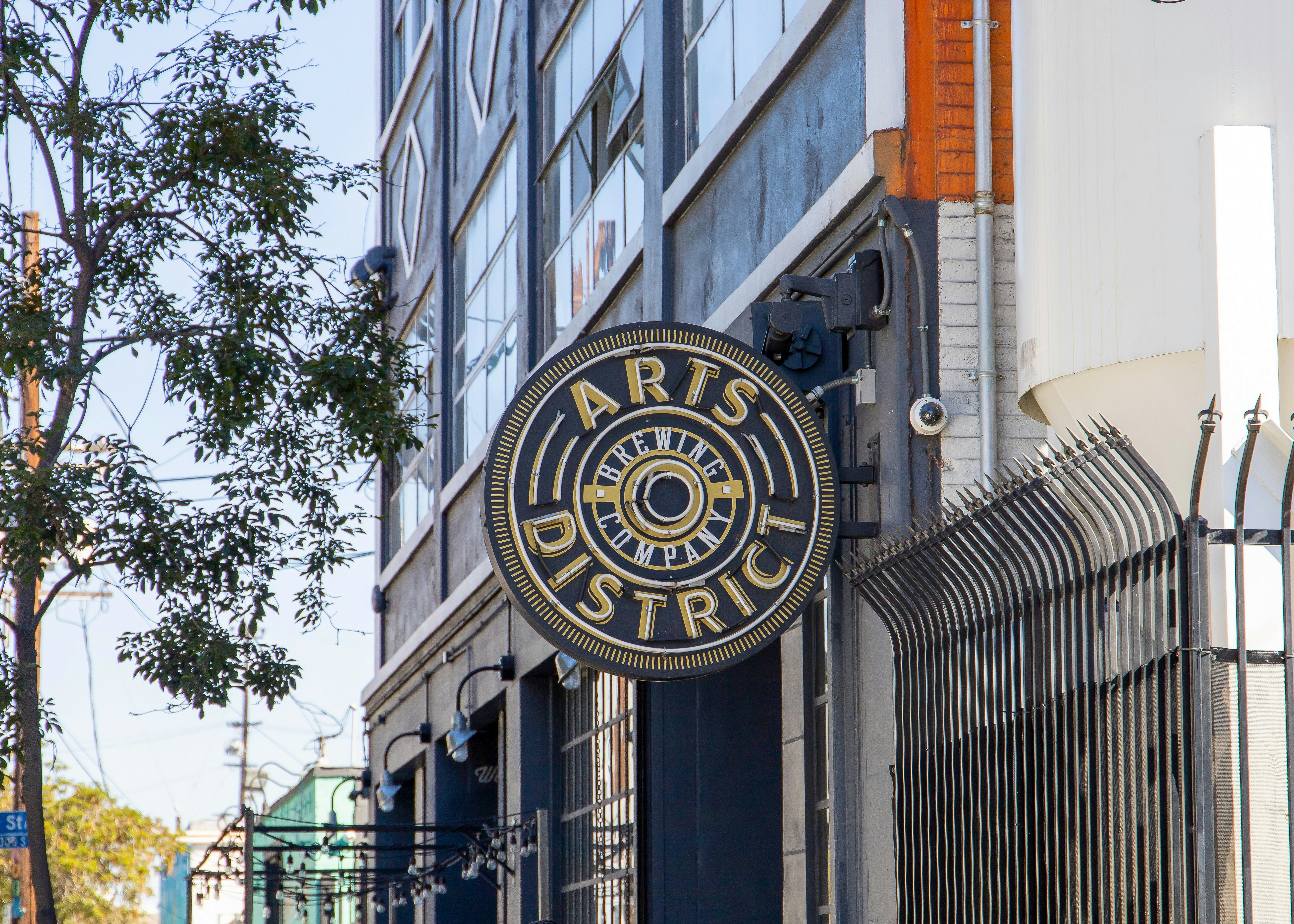 black and yellow round signage