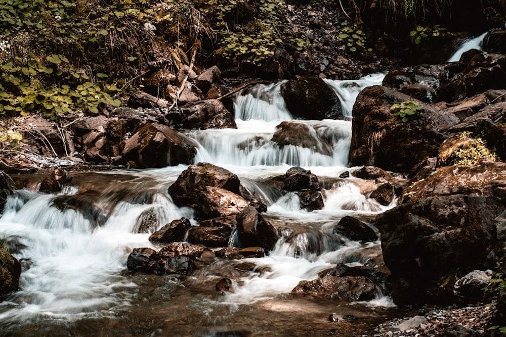 time lapse photography of water falls