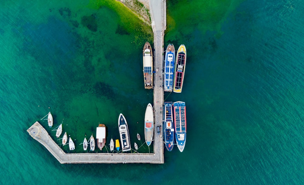aerial view of boats on body of water during daytime