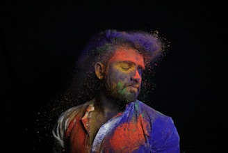 man in blue and orange shirt