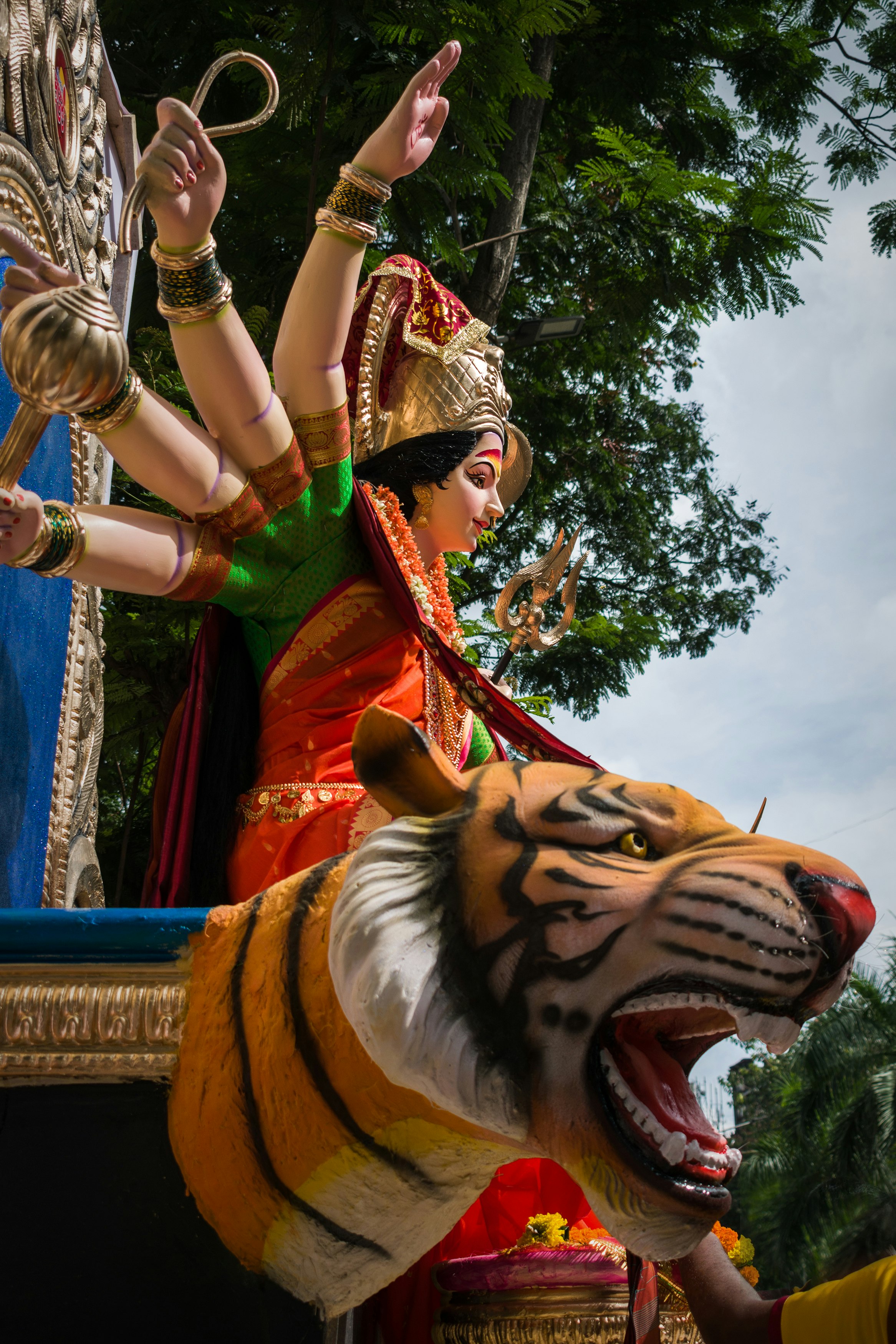 A beautiful idol of Maa Durga at a workshop in Mumbai during Navratri 2019