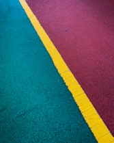 green and yellow concrete road