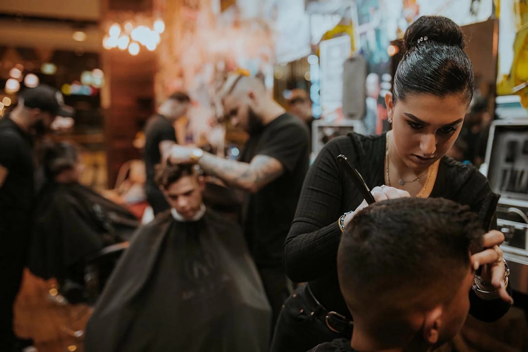 Barber finishing a premium grooming service